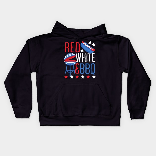 Red White and BBQ USA Holiday Barbeque Kids Hoodie by DetourShirts